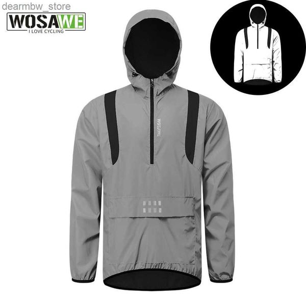 Jaquetas de ciclismo Wosawe MTB Bicicleta Jaquetas Esportes Full Reflexivo Noite Correndo Chuva Resistente Quente Windbreaker Jaqueta Homens Ciclismo Jersey24329