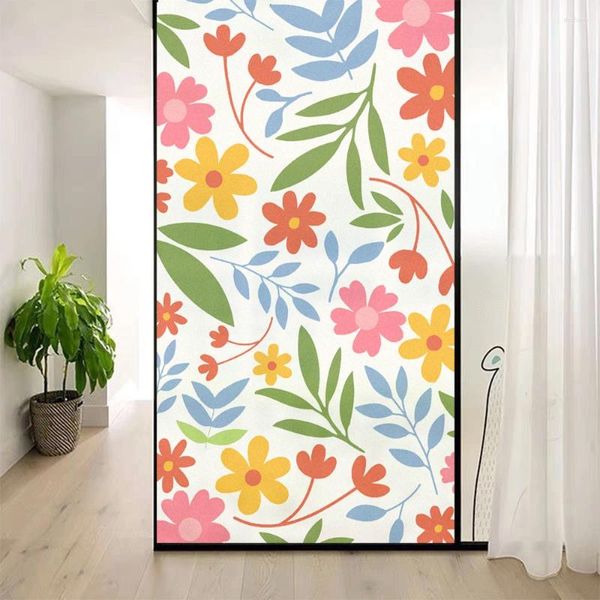 Adesivi per finestre PVC Privacy Film Cartoon Pattern Flower Stened Glass Port