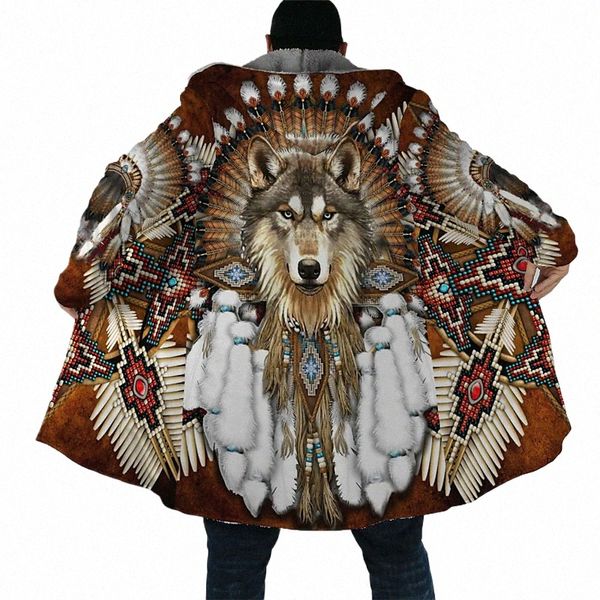 Мужская зимняя куртка с 3D-принтом волка, толстая теплая толстовка на молнии, мужское пальто, накидка, халат, пальто, парки Invierno Hombre Blanket 2024 j52M #