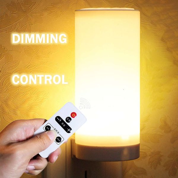 Yeni LED Gece Işık Adımsız Karartma E/US Fiş Soket Duvar Lambası Zamanlama Fonksiyonu Ev Yatak Odası Başucu için Uzaktan