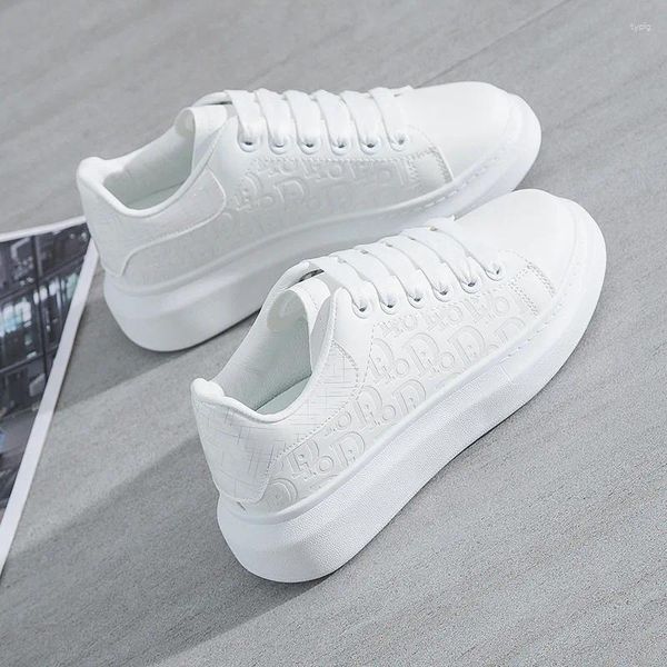 Sapatos casuais tênis para mulher 2024 moda plataforma sapato primavera outono apartamentos feminino sola grossa respirável branco vulcanizado