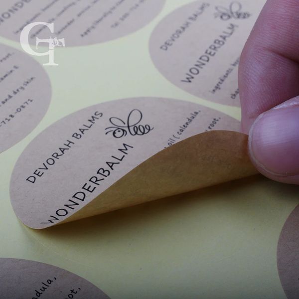 Impressão de marca personalizada, papel kraft marrom, adesivos autoadesivos, selo, adesivos 240325