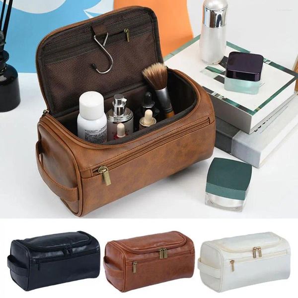 Sacos de armazenamento PU Couro Maquiagem Bolsa Grande Capacidade À Prova D 'Água Mulheres Cosméticas Necessaire Caso Multi-funcional Viagem