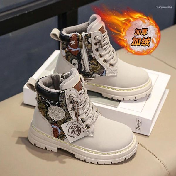 Scarpe casual 2024 Ragazzi inverno caldo designer ragazze stivali piattaforma di lusso cowboy sicurezza scarpe da ginnastica alla caviglia per bambini in pelle