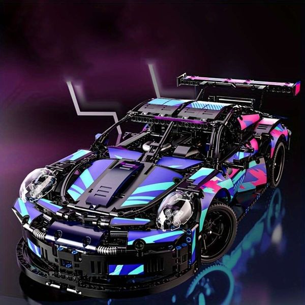 1580+ Teile Cyberpunk Cool Racing Bausteine Dekoration, mittelschweres 3D-Montageauto-Sammlungsmodell, DIY lustiges Festivalgeschenk/Geburtstags-Ostergeschenk