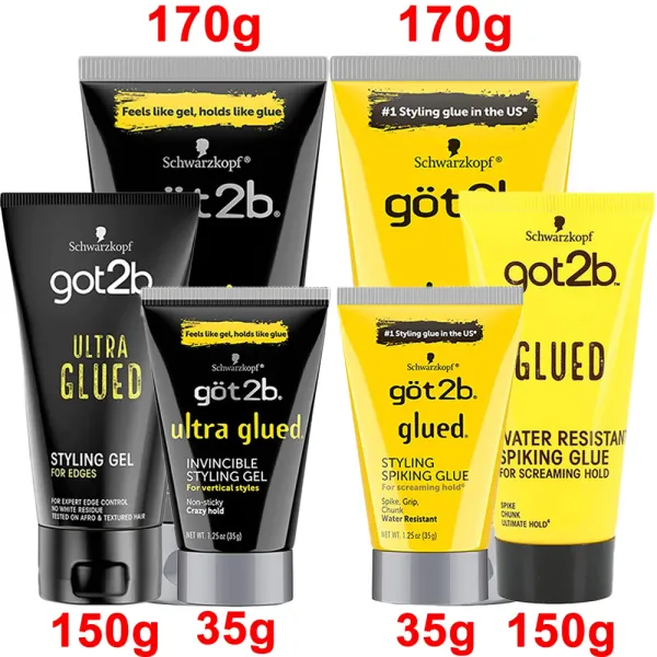 Adesivos got2b colado estilo spiking gel de cabelo à prova dwaterproof água peruca dianteira do laço cola forte segurar tem 2b ultra colado invencível estilo gel 150g