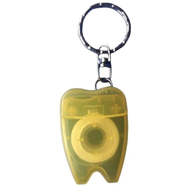 1pcs Zahngeschenk tragbare Zahnseide Keychain Klinik Geschenk Flosser Schlüsselkette zufällige Farbe