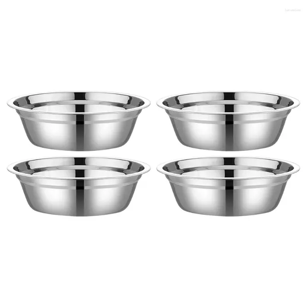 Schüsseln 4 Stück Edelstahl Suppenschüssel Mischen rutschfeste Metall Salatschüssel Becken Küchenbedarf für Topf groß
