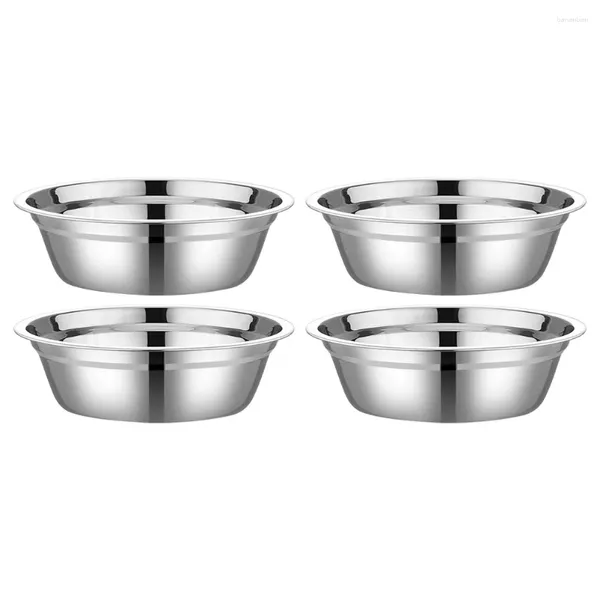 Tigelas 4 pcs tigela de sopa de aço inoxidável misturando antiderrapante prato de salada de metal suprimentos de cozinha para panela grande