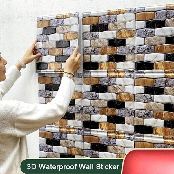 Sfondi 30 cm 3D autoadesivo impermeabile a forma di mattone adesivo da parete decorazione della casa del bagno