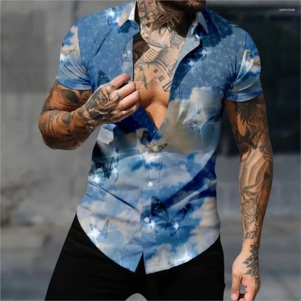 Camicie casual da uomo Camicia hawaiana Moda uomo Modello farfalla Stampa 3D Top accoglienti Manica corta Spiaggia Abiti oversize Uomo