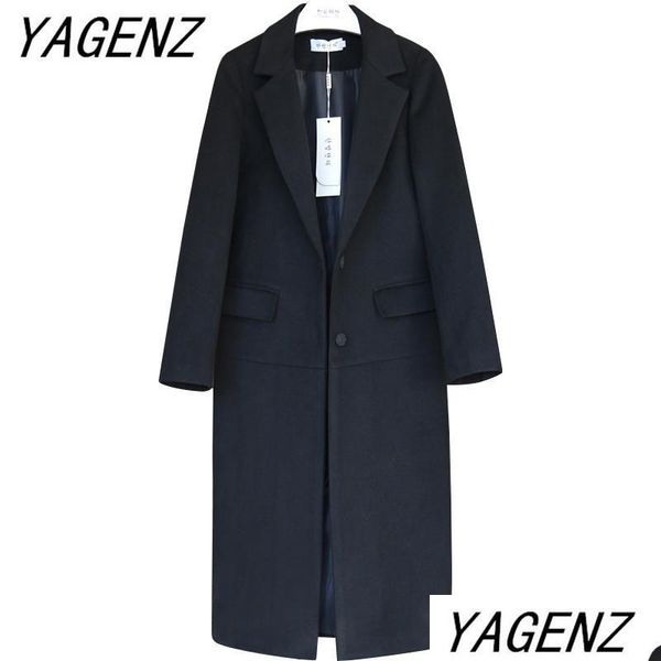 Damen Wollmischungen Damen Schwarz Kamel Frauen Marke Winterjacke Warm Verdicken Mantel Korea Lose Lange Oberbekleidung Große Größe Weibliche Soli Dhml1