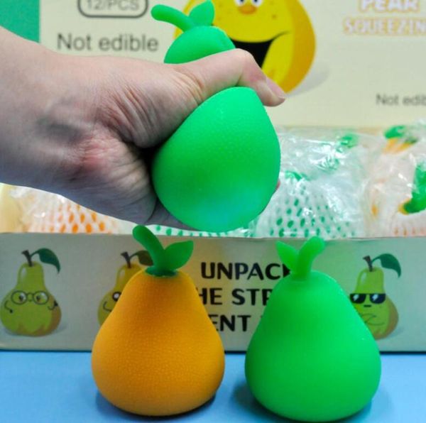 Fruta pêra anti estresse bola engraçado gadget ventilação brinquedos estresse autismo humor alívio mão pulso squeeze criança toy5145956