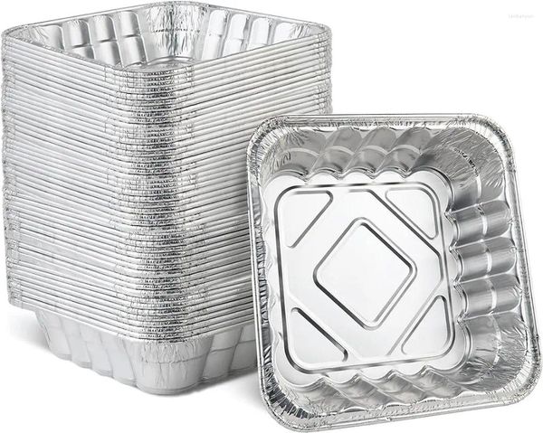 Одноразовая посуда PLASTICPRO 10 x 3 дюйма, квадратные формы для выпечки из алюминиевой фольги, формы для выпечки — посуда, идеально подходящая для тортов