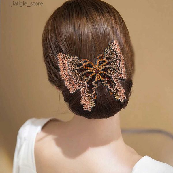 Заколки для волос Rhinestone Butterfly Заколка для волос Блестящий цвет Держатель для хвоста Шпилька Заколки для женщин Инструменты для укладки Модные аксессуары для волос Y240329