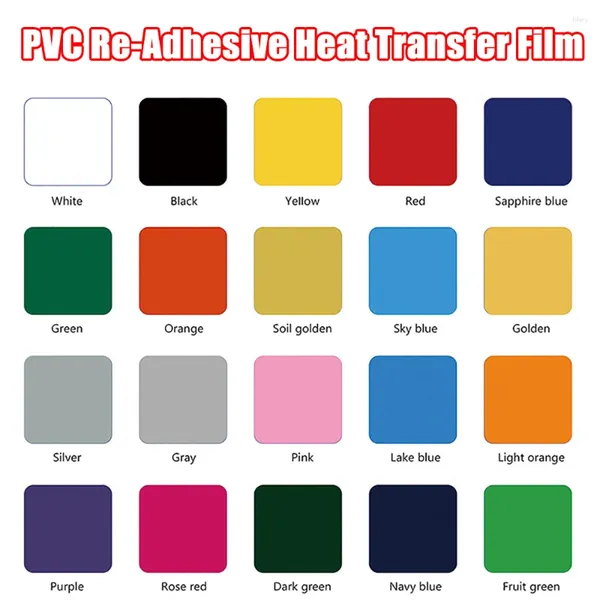 Adesivos de janela 20 cores diferentes PVC re-adesivo filme de transferência de calor engomar letras carimbando ferro-em camiseta HTV 30x3 0/30x20cm