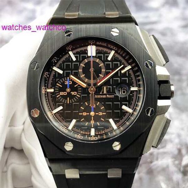 Elegance AP Relógio de Pulso Royal Oak Offshore Série 26405CE Relógio Masculino de Cerâmica Preta Azul Temporizador de Agulha Relógio Mecânico 44mm