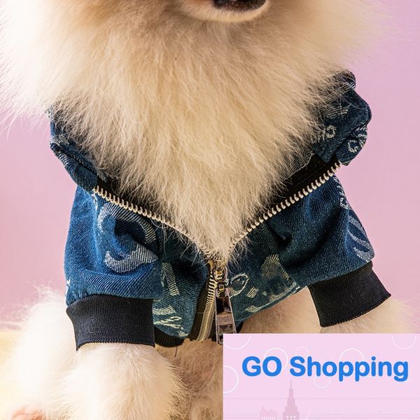 Top denim köpek kıyafetleri moda markası sonbahar kış moda evcil hayvan ceket jarre aero boğa schnauzer köpek ceket