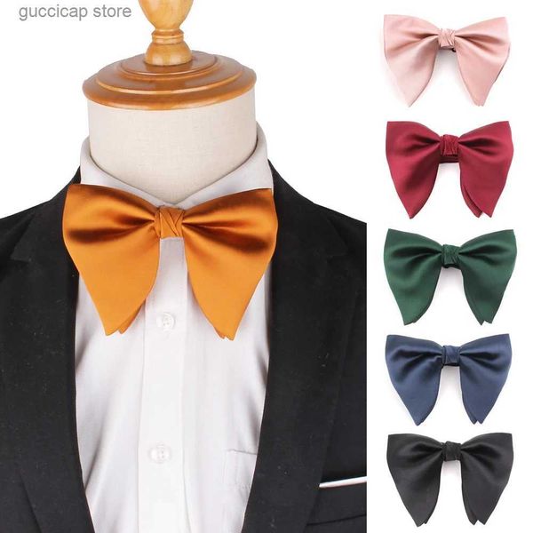 Yay bağları Yeni katı papyon erkekler için yeni düğün bowtie ayarlanabilir büyük boy bow tie düğün damat büyük yay bağları kelebek erkek hediyeler y240329