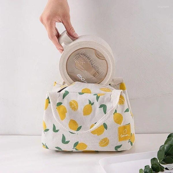 Borse portaoggetti 1 pezzo carino borsa per il pranzo alla frutta per le donne contenitore termico portatile per Bento contenitore per alimenti scolastici