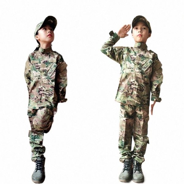 Uniforme tattica militare Abbigliamento da combattimento dell'esercito Bambino Camoue Forze speciali Soldato Addestramento Militar Abbigliamento Pantaloni Set t3RE #