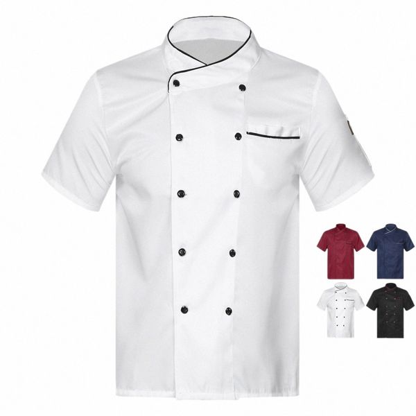 Mens Womens Unisex Chef Camisa Adultos Cozinha Trabalho Uniforme Chef Casaco Cook Jacket Hotel Restaurante Cantina Cake Shop Cafe Costume M0Lo #