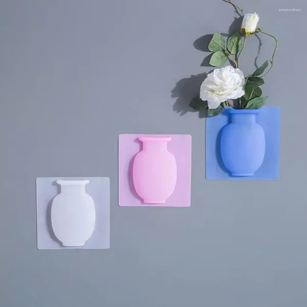 Vasi Facile Rimovibile Vaso di Fiori in Silicone Pianta Idroponica Autoadesiva Adesivi Murali Vaso Decorazione Della Casa Appendere Fiori