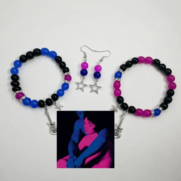 Set di braccialetti con ciondoli Perline elastiche Amore Attrazione magnetica Coppia Bracciale Orecchino Tv Ragazza abbinata a chi si prende davvero cura Ispirato