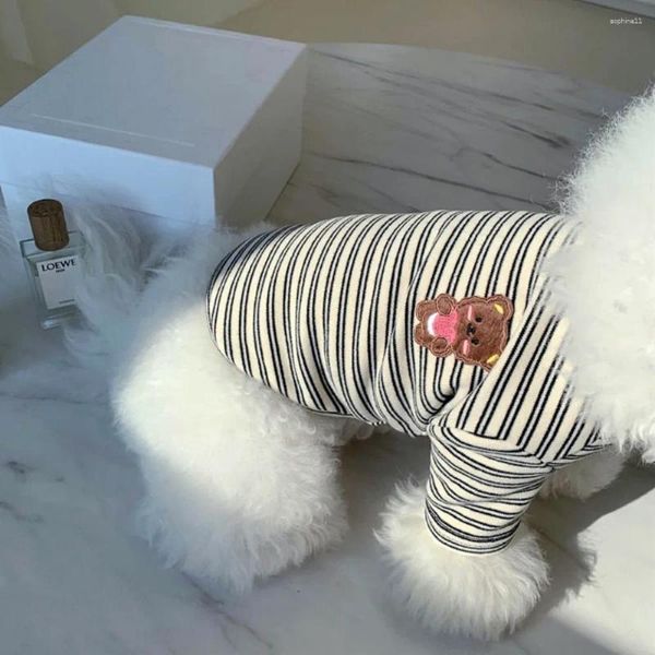 Cão vestuário filhote de cachorro malhas primavera outono pet moda listra pulôver gato bonito desinger roupas pequeno doce hoodie yorkshire pomeranian