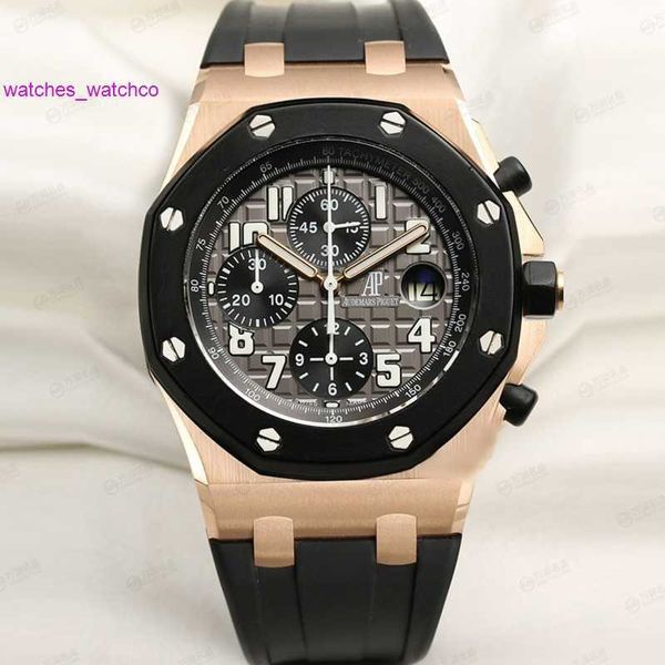 Elegance AP Relógio de pulso Royal Oak Offshore Series 18K Rose Gold Timing Relógio mecânico automático masculino Relógio de segunda mão Relógio masculino de luxo 25940