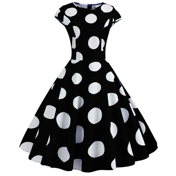 Casual Kleider Abend Party Prom 90er Jahre Vintage Polka Dot Gedruckt Kleid Frauen Retro Swing Damen Elegante A-linie Vestidos