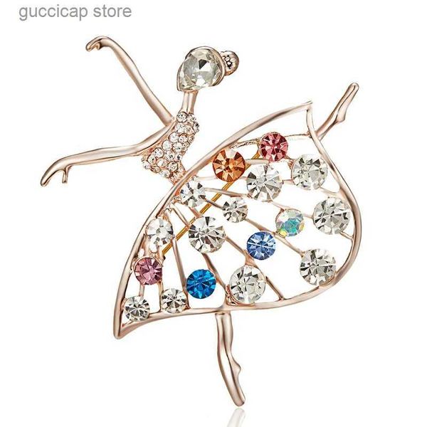 Pins Broschen Tanz Mädchen Ballett Tanzen Broschen Für Frauen Kunstturnen Glänzende Kristall Zirkon Brosche Pins Kleid Mantel Hochzeit Schmuck Y240329