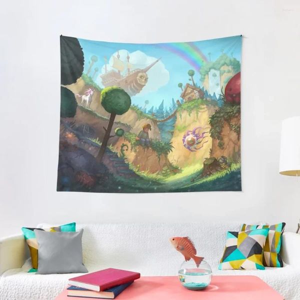 Wandteppiche Terraria – Indie Game Tapisserie Tapete Schlafzimmer Wandbehang Wohnzimmer Dekoration Dekorieren Ästhetisch