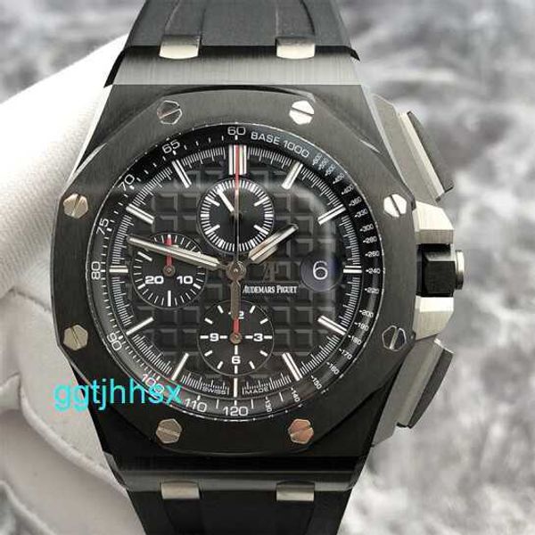 Классические наручные часы AP Airbnb Royal Oak Offshore Series 26402CE Черный циферблат из керамического материала с красной стрелкой, механические часы, мужские часы AP с прозрачным дном 44 мм