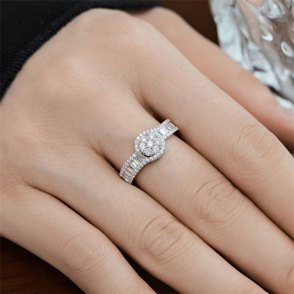 Luxus-Diamantringe zur Hochzeit, Verlobung für Damen, 925er-Sterlingsilber, rosafarbener Designer-Ring, Damen-Hochzeit, 5A, Zirkonia-Schmuck, lässig, täglich, Outfit, Reise, Geschenkbox, Größe 56–9