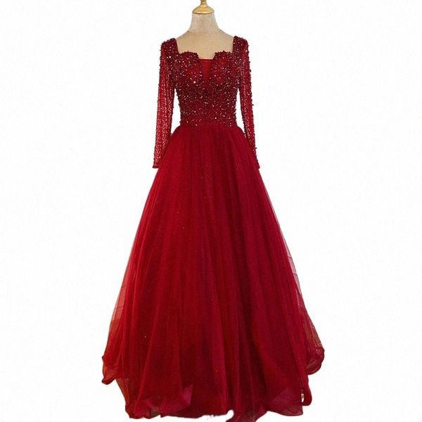 sereno colina vinho vermelho sexy vestidos de noite para as mulheres 2023 dubai lg mangas beading cristal lg formal dr design bla70762 l5o9 #