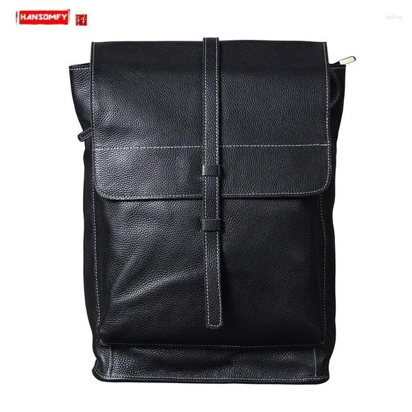 Zaino Borsa da uomo in pelle retrò per computer portatile da uomo casual Crazy Horse zainetto primo strato di pelle bovina semplice