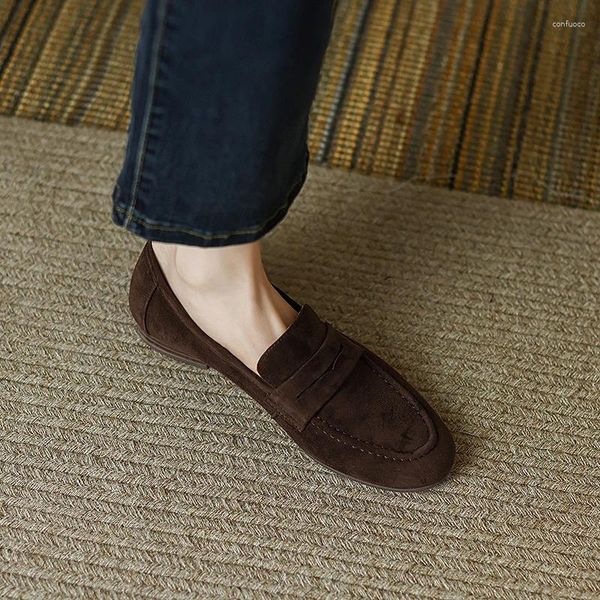 Sıradan Ayakkabı Slip-On Kadınlar Daireler Gerçek Deri Bayanlar Mules Koyunlar Günlük Sürüş Temel Moccasins Büyük Boyut 41 Loafers