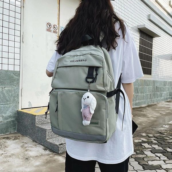 Mochila faculdade senhoras impermeável feminina moda saco de escola laptop estudante menina lona homens mulheres