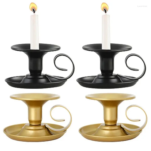 Kerzenhalter 2 Stück Eisenhalter Retro Kerzenständer Basis Kerzenlichtständer mit Griff für Weihnachten Hochzeit Mittelstücke Party Home Decor