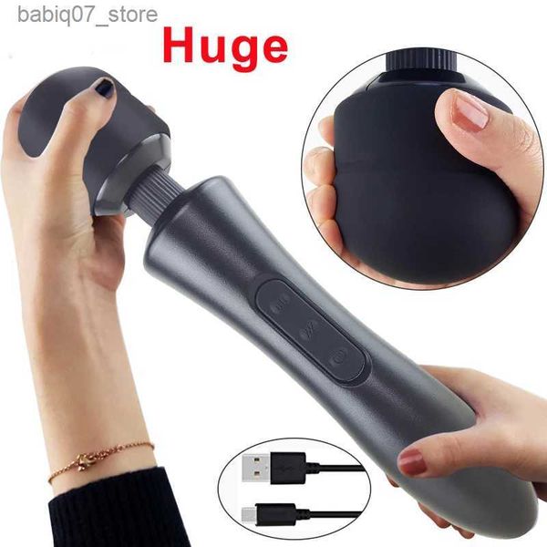 Outros itens de massagem Vibrador de varinha gigante para mulheres com carregamento USB grande bastão AV para mulheres massageador de ponto G para estimulador de clitóris para adultos brinquedo sexual para mulheres Q240329