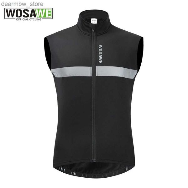 Fahrradjacken WOSAWE Winter-Radsportweste Fleece Warm Up Winddichte Weste Rennrad MTB Fahrradfahren Laufweste Reflektierende Fahrrad-Radjacke24329