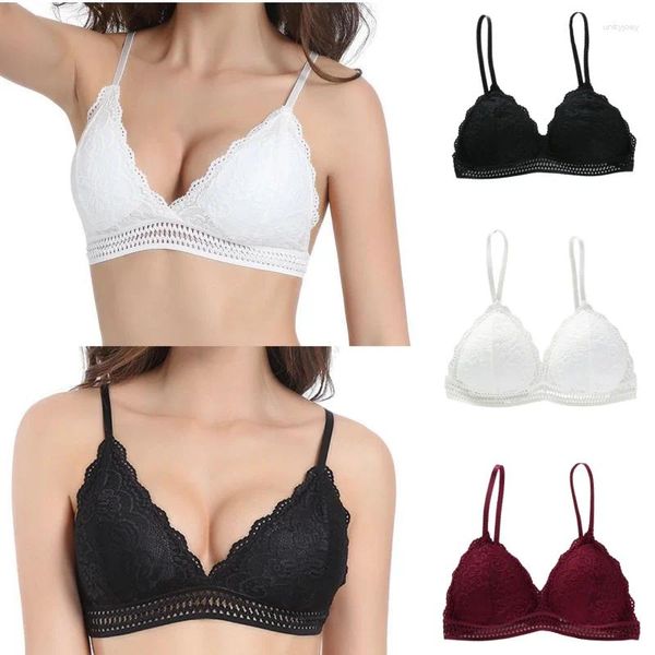 Sutiãs moda estilo francês bralette sem costura profunda v laço menina mulheres sutiã sem fio fino roupa interior sexy lingerie macia para