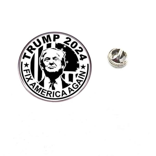 Broche Trump Pin Fix America Again 2024 Fontes para festa eleitoral presidencial Emblema de metal 0329