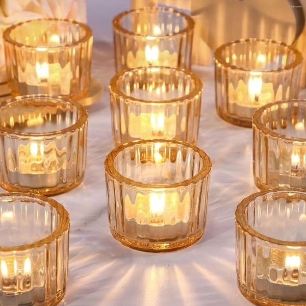 Mum tutucular vintage küçük çay ışıkları soluk altın adak tealight masa centerpiece düğün gelin partisi ev dekor