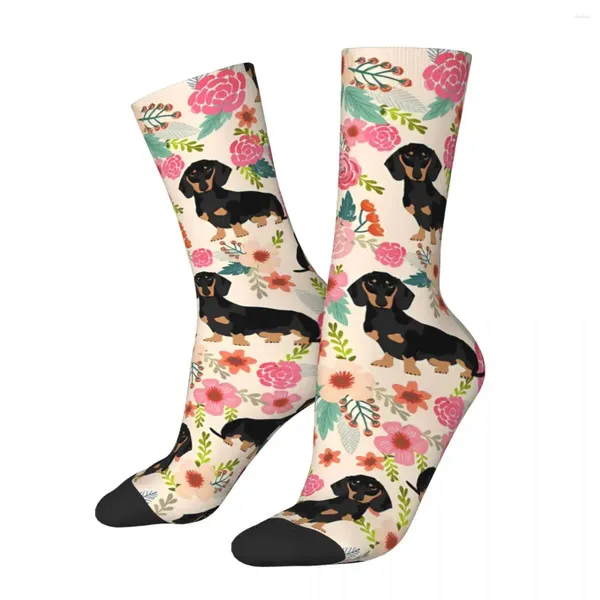 Meias masculinas Dachshund Happy Vintage Hip Hop Novidade Crew Sock Gift Padrão Impresso