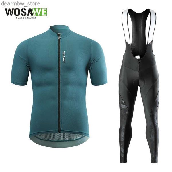 Fahrradjacken WOSAWE Herren Radtrikot Kurzarm Set MTB Fahrradbekleidung Maillot Ropa Ciclismo Hombre Fahrradbekleidung Gepolsterte Trägerhose Shorts24329