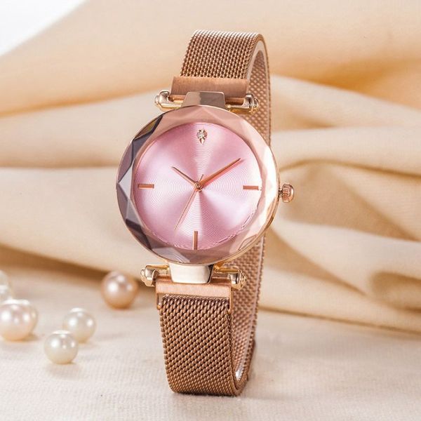 Популярный модный бренд для женщин и девочек, цвет розового золота, металлический стальной ремешок, кварцевые наручные часы с магнитной пряжкой, Di 03317J
