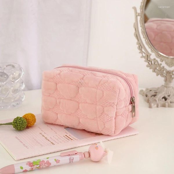 Sacos de armazenamento feminino maquiagem macia viagem saco cosmético organizador caso jovem senhora meninas compõem necessárias rosa branco bolsas