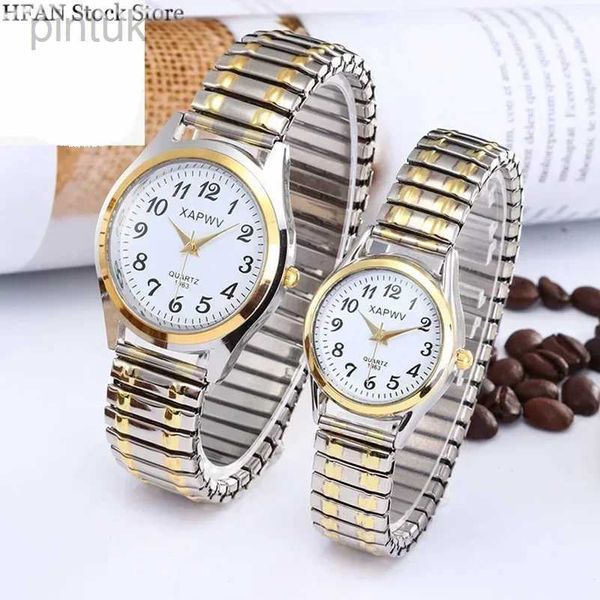 Orologi da polso 1 pz Classic Vintage Business Donna Uomo Elastic Gold Sliver Orologio al quarzo Tide Lovers Coppia Bracciale Orologi Regali per ufficio per feste 24329